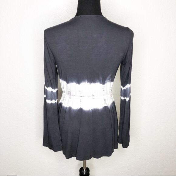 Boston Proper charcoal gray white tie dye v neck knit top size Extra Small XS - Picture 14 of 14